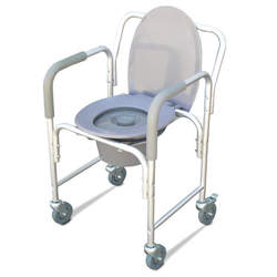 כסא שירותים ורחצה על גלגלים עם סיר ומכסה